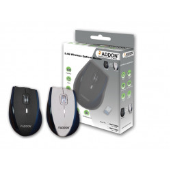 ADDON MWT100B/S 2.4G 5 Buttons Wireless Black/Silver Optical Mouse