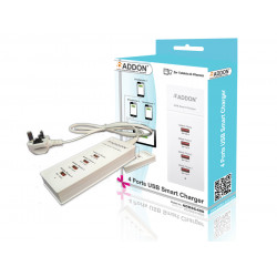 ADDON ADDSC400 4 Ports USB Smart Charger with UK Power Adapter